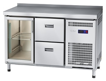 Стол холодильный Abat СХС-60-01 (ящики 1/2, дверь-стекло, борт)